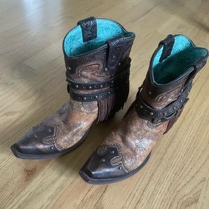 Corral Brown and Teal Heeled Boots